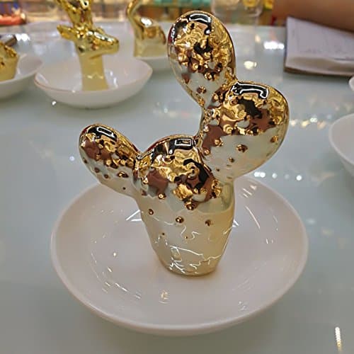 Fans Face Ceramic Cactus Shape Dish Ring Holder Trays Display Bedside Decor