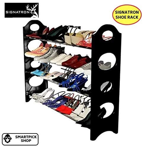 SIGNATRON Folding Shoe Rack for Home/Office (Black)