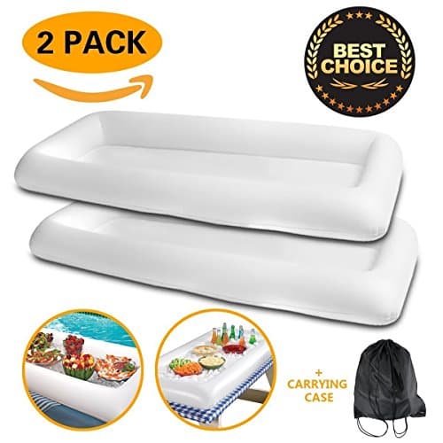 Inflatable Salad Bar - Large Self-help Inflatable Beer Table(2 packs) - Keep Drinks and Salad Cold - Outdoor Barbecue Party Camping (Green Material PVC White)