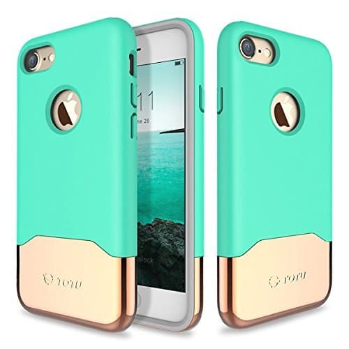 iPhone 7 Case, JMcolo [Vibrance Series] Protective Slider Style Cases for Apple iPhone 7 2016 SOFT-Interior Scratch Protection Finished Hard Cover - Turquoise/Champagne Gold (Turquoise7)
