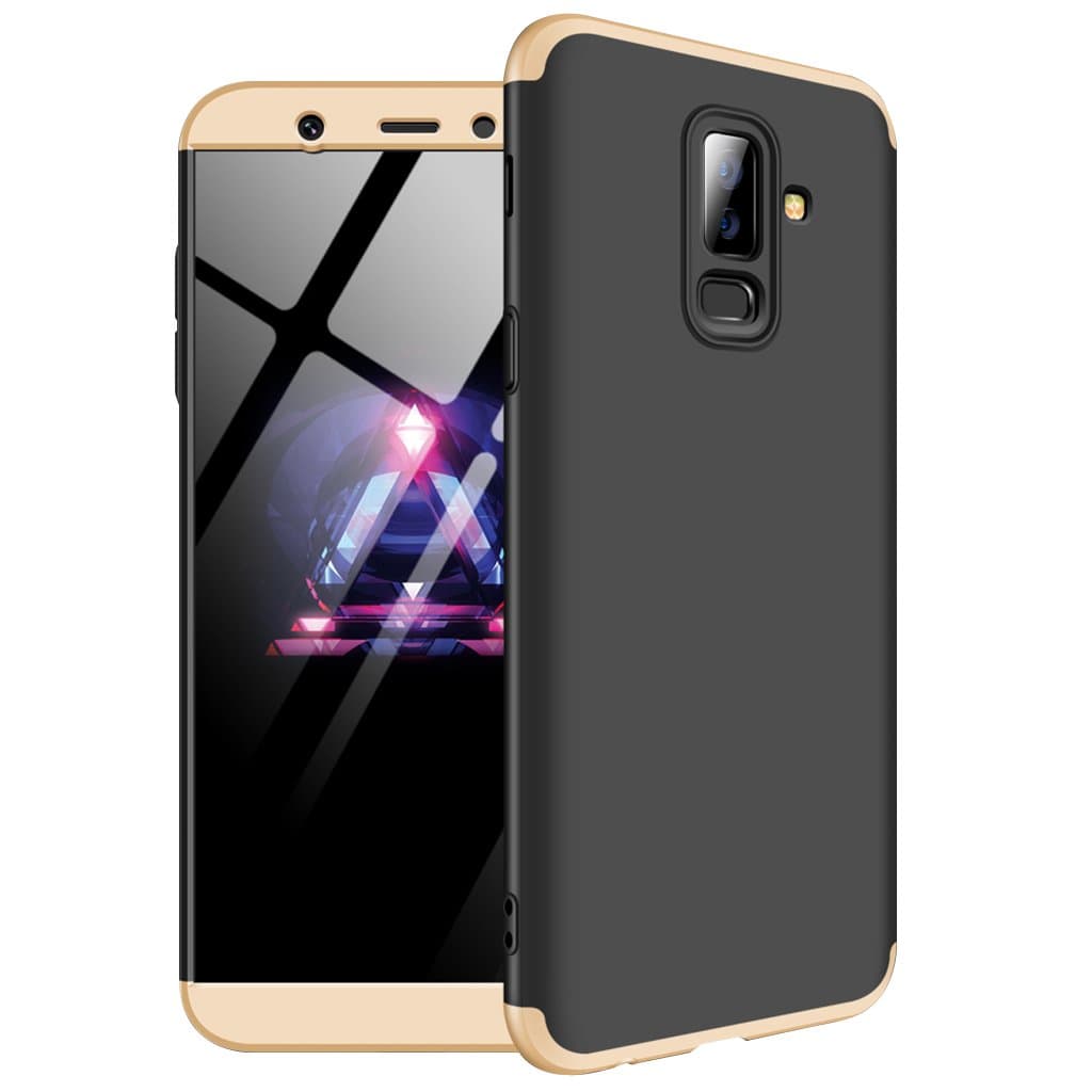 Samsung Galaxy A6 Plus 2018 Case, Ultra-Thin 3 in 1 Detachable Anti-Scratch PC Hard Case 360° Full Body Shockproof Protection Case Cover for Samsung Galaxy A6 Plus 2018 (Black, Gold)