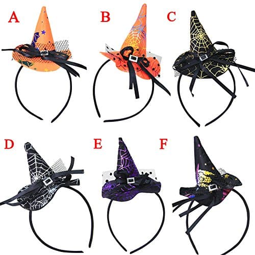 Start 6PCs Multicolor Witch Hat Costume Accessory Headband For Party &amp; Halloween &amp; Carnivals