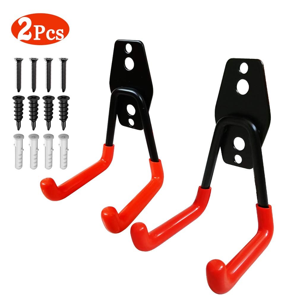 goodinhome Multi Purpose Extended 2 Pin U-Shape J Iron Hook with Thick PVC Rubber Coating Wall Ceiling Mounted Tool Hanger with Screws for Kitchen, Warehouse, Curtain Rod, Gym, Storage, Workshop