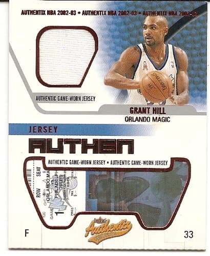 Grant Hill 2002-03 Fleer Authentix Game Worn Authentix Jersey-Mint