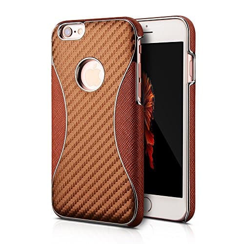iPhone 6 Case iPhone 6s Case, deebee Custom (Real Carbon Fiber) Mobile Heavy Duty Case for iPhone 6 (2016) - Premium Design Case (LYF360-10) (Brown)