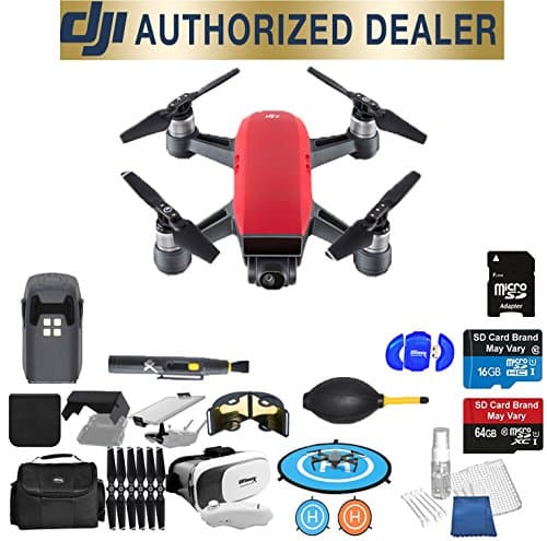 DJI Spark Quadcopter (Lava Red) Beginner Accessory Starter Basic Bundle Package Deal