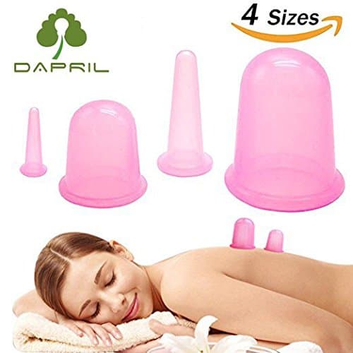 Suction Cup for Cellulite - Vacuum Cup Silicone 4 PCS Cup Set Cupping Therapy for Cellulite Body Massage Suction Cups Therapy 1 （Large） Size and 1 （Medium） Size (pink) (pink)