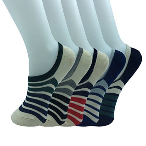 Inside Men's 5-pack no show low cut socks, Silicon Non-Slip Grip, Multi, One Size