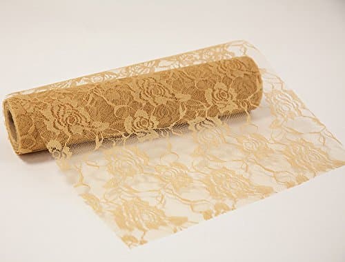 DECOR ESSENTIALS LACE NETTING ON A ROLL 30cm X 9.1m WEDDING 5 COLOURS SWAGGING (Gold)