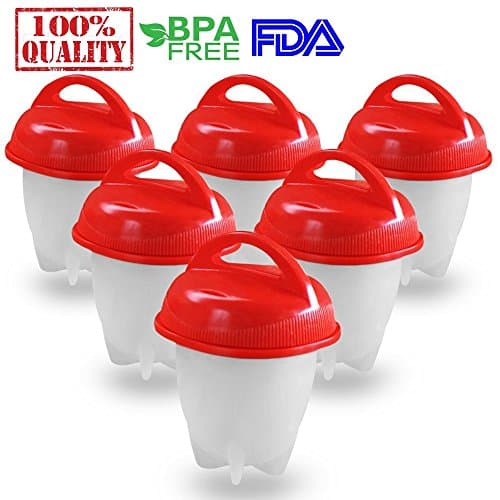 Egg Cooker, Egg Poacher with Hard &amp; Soft Make, BPA Free Non Stick Silicone for boiling and steaming, 6 PACK