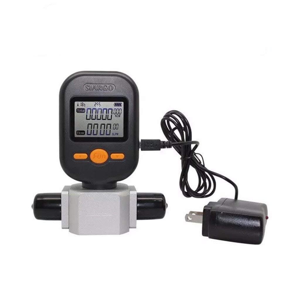 Electronic Mass Flow Meter Digital Gas Air Nitrogen Oxygen Mass Flow Rate Tester Meter Protable Flowmeter 100 L/min for Inactive Gas (0-100L/min （black）)