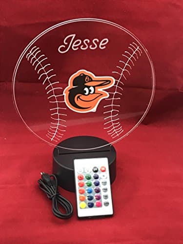Orioles MLB Light Up Lamp LED With Remote Personalized Free (Multi-colored, 12 Inches)