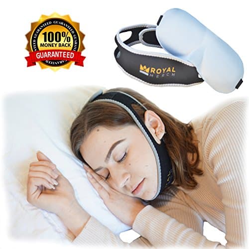 Anti Snoring Chin Strap with Silk Sleep Mask Included: Solution to Snoring, Sleeping Aid, Stop Snoring, Reduce Snoring Device, Natural and Comfortable Instant Snore Relief - Fully Adjustable for All