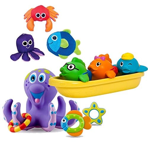 Babyhaven Bundle: Bathtime Octopus Ring Toss, Soft Swimmers &amp; School of Fish