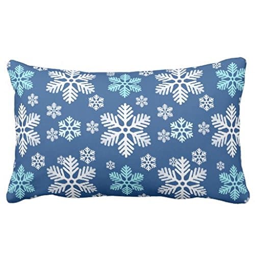 Standard Pillowcase Decorative Falling Snowflake Patterned Blue Pillow Sham 20X30 Inches