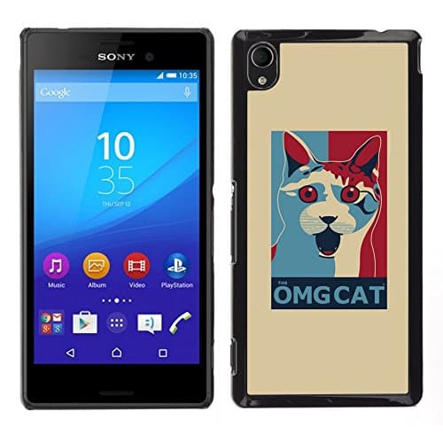 Hard PC Protective Case Smartphone Case Cover for Sony Xperia M4 Aqua // Omg Cat Funny Poster Quote White // CooleCell