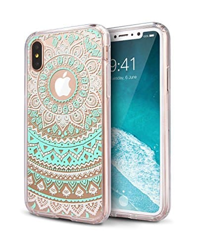 iPhone X Case, Solid Acrylic Back &amp; Reinforced Soft TPU Frame Anti-Scratch Mandala Floral Lace Pattern Printed Clear Back Case Cover for Apple iPhone X