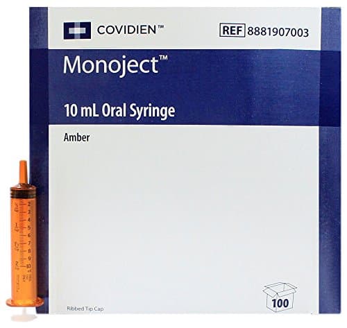 Oral Medication Syringe Only - 10 ML (CC) - Amber - Pack of 10 Syringes