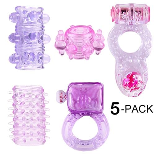 5-PACK Silicone Vibrating Rings Toys