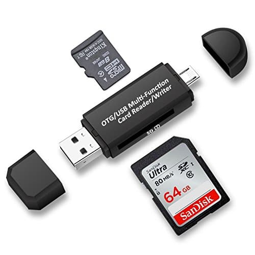 USB Memory Card Reader, iHEBE SD/Micro SD Card Reader Viewer Micro USB OTG to USB 2.0 Adapter with Standard USB Male Micro USB Male Connector for PC and Notebooks Smartphones/Tablets with OTG Function