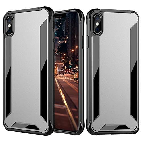 iPhone Xs Max Case, Amextrian [Shock Absorption] Protective Case, Soft TPU Bumper + Durable Hard Shell PC Back Hybrid Slim Case for iPhone Xs Max-Black/Clear