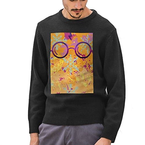 Harry Potter Glasses Mens Pullover Sweaters Round Neck Knitted Black