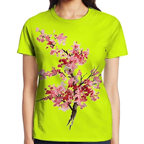 JiedaohO Ms. Special Flower Ink Pattern Simple Short-Sleeved T-Shirt