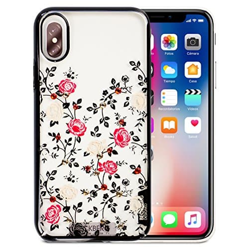 iPhone X Case Original Swarovski Element Perfect Crystal Hard PC Transparent Case for iPhone X(Black Garden)