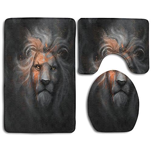 Bathroom Accessories Bath Rug Microfiber 3D Pattern Dope Lion Sets 3 Piece Toilet Mats Non-Slip Shower Floor Rugs Pedestal Rug + Lid Toilet Cover + Bath Mat
