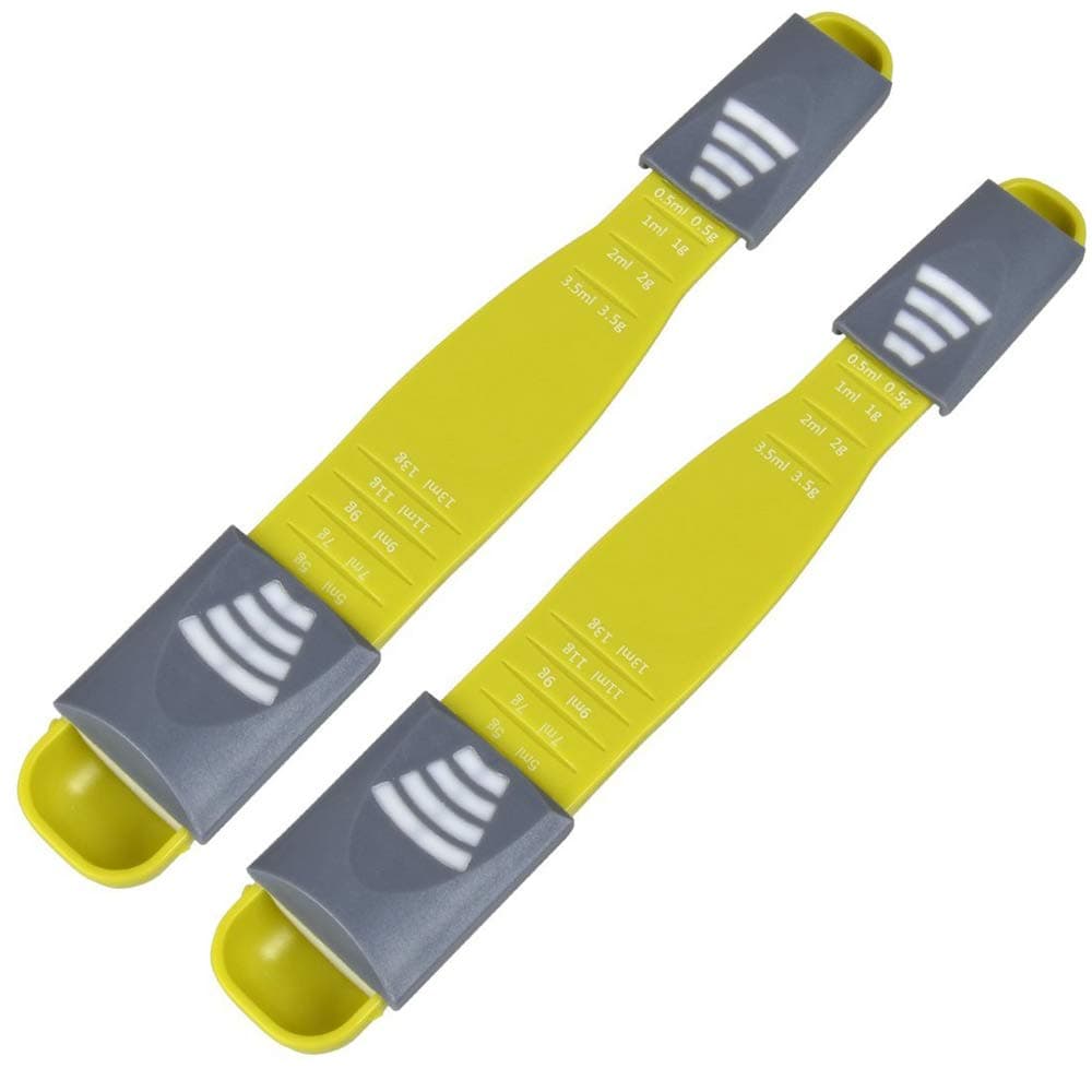 Measuring Spoon Adjustable,2 Pack Double Sided Metering Spoon for Dry or Liquid Ingredients,Gram and ML Measuring Spoon,Kitchen Metric Spoon for Baking,Cooking,Coffee,Sugar,Salt,Milk,Powder,Spices