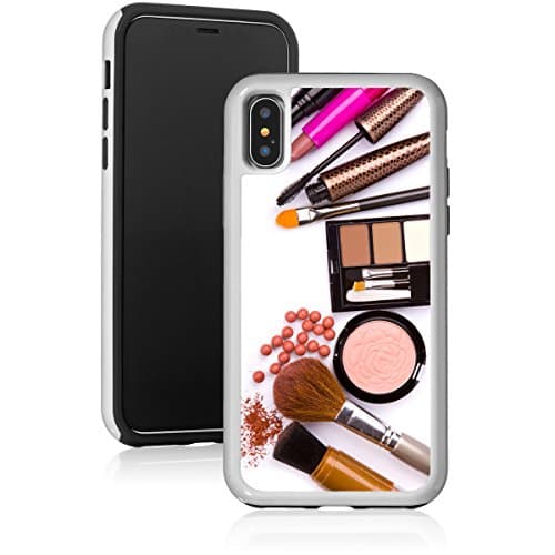 Shockproof Impact Hard Soft Case Cover for Apple iPhone Makeup Brush Cosmetics (White, for Apple iPhone XR)