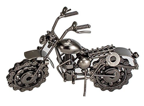 Creative Retro Iron Handmade Metal Motorcycle Model, Creative Desk Table Decoration Ornaments,Home Décor Collectible Vehicles (Silver Gray)