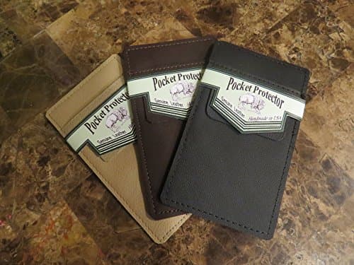{1} Dark Brown Leather Pocket Protector