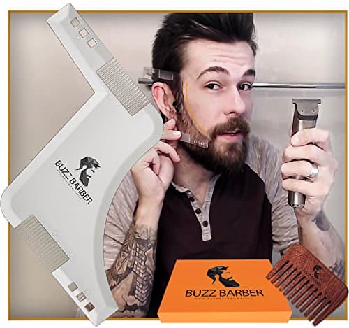 BuzzBarber Transparent Beard Comb &amp; Shaping Tool Template Kit for Trim or Shave by BuzzBarber