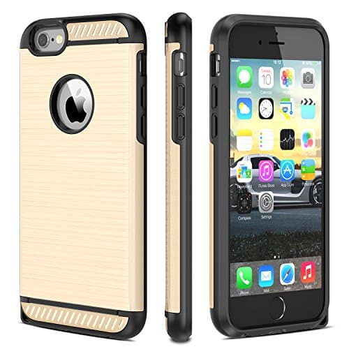 iPhone 6S Plus Case,iPhone 6 Plus Case CHTech Shock Absorption Dual Guard Protection Brushed Metal Texture Series Protective Case cover for Apple iPhone 6/6S Plus-Royal Gold