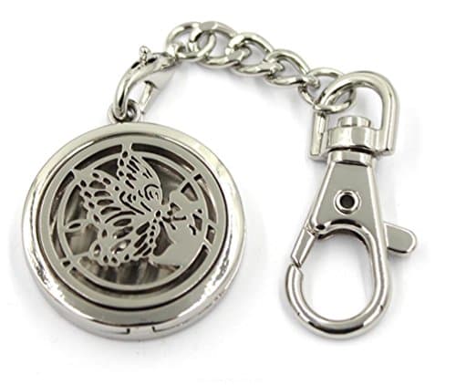 Aromatherapy Essential Oil Diffuser Perfume Floating Charm Magnetic Closure Locket Pendant Key Ring Keychain with Clip…