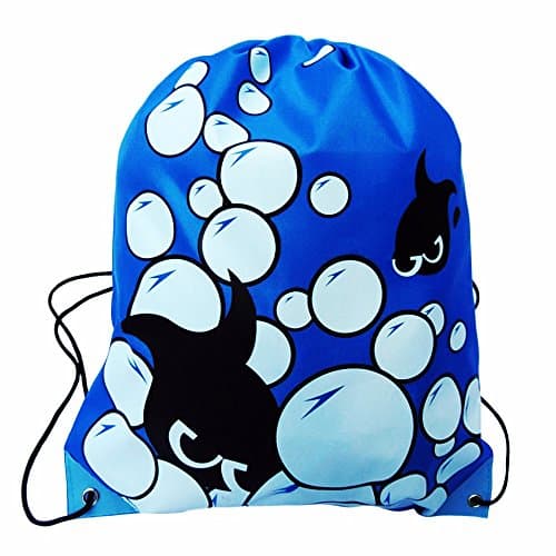 WNOSH Drawstring Backpack School Shoulder Bag Waterproof Beach Swimming Bag Pouch(Blue fish)