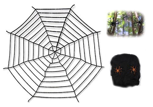 Chogial Giant Spider Web with Super Stretch Cobweb Set, Halloween Decor Decorations Outdoor Yard, Black, 10 Feet