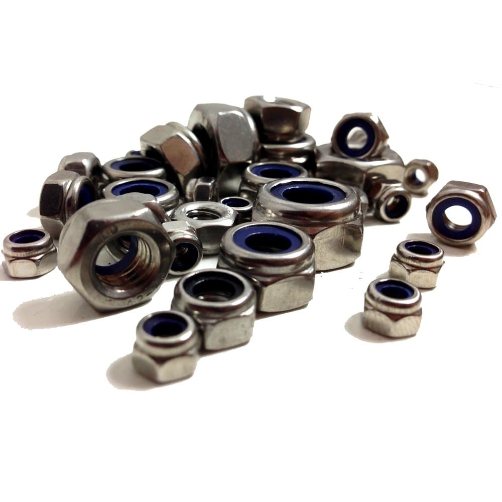 M4,(PACK OF 10) A2 STAINLESS NYLOC INSERT NUTS, STANDARD PITCH, DIN985 NYLOC LOCK NUT TYPE T