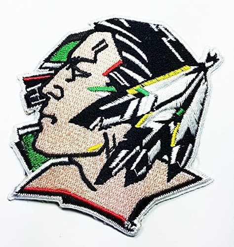North Dakota Fighting Sioux Type Patch Embroidered Iron on Hat Jacket Hoodie Backpack Ideal for Gift/ 7cm(w) X 6.2cm(h)