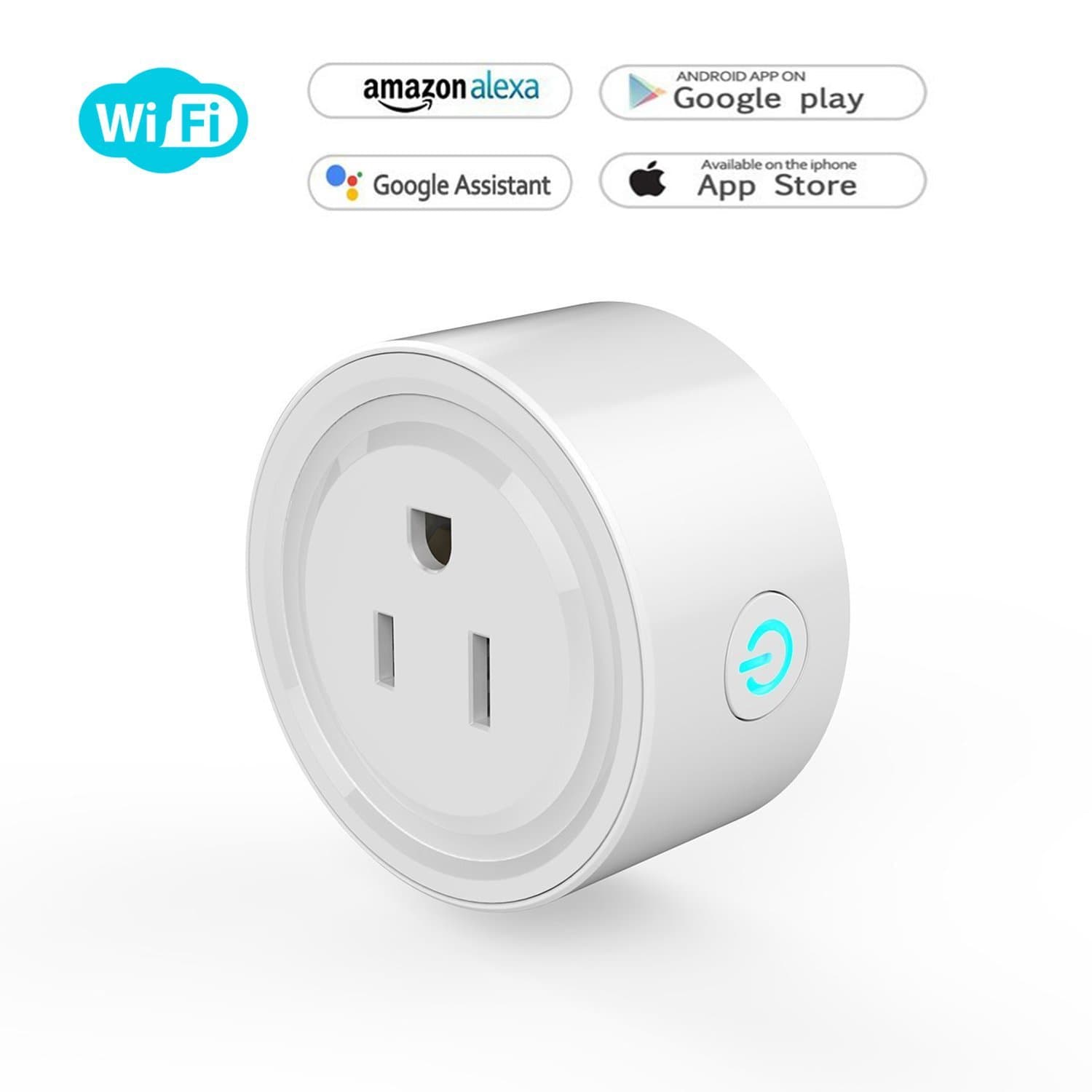 WiFi Smart Plug Mini, Wi-Fi Enabled Mini Smart Switch, Compatible with Alexa & Google Home, No Hub Required, Switch On/Off your electric equipment from Anywhere, Timing Function