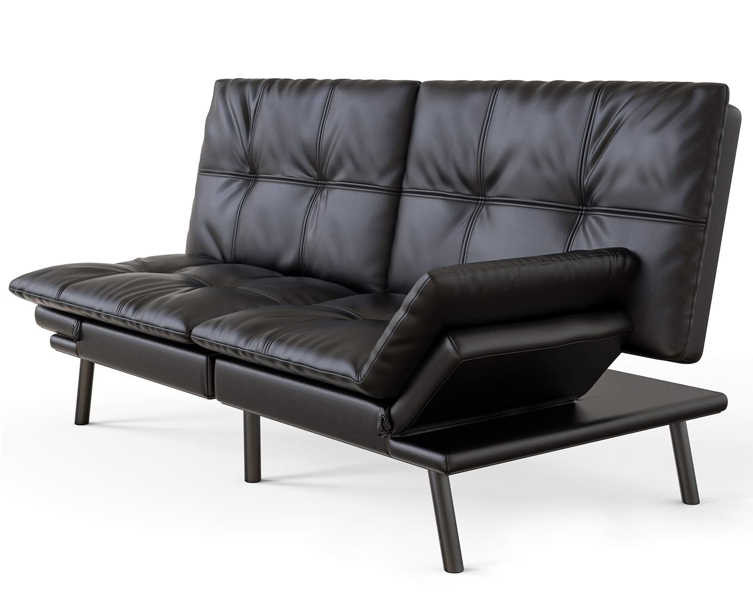 Milemont Futon Sofa Bed Memory Foam Couch Sleeper Daybed Foldable Convertible Loveseat, Twin, Black