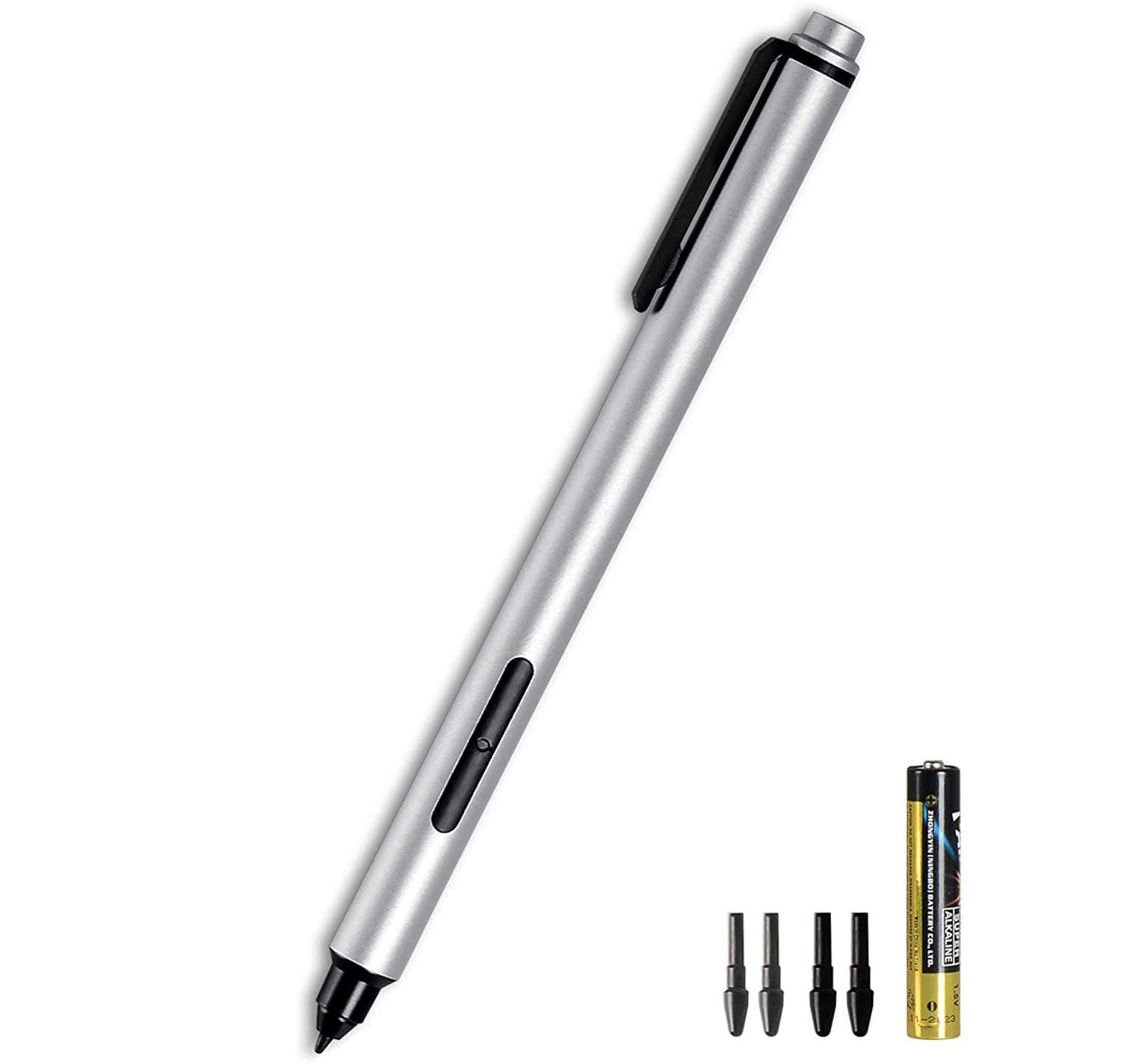 Surface Pen, Surface Pen for Microsoft Surface Pro 4 and Surface Pro 3, 4096 Levels of Pressure for High Fidelity Writing, Drawing or Painting with 4 Tips-Silver