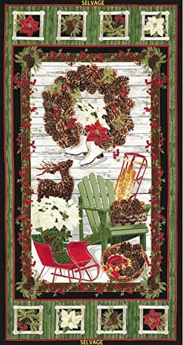 Country Christmas 24 Inch Metallic Panel Plus Quilt Pattern Kit