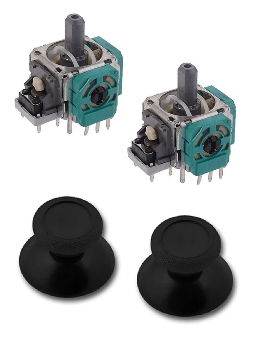 2 x Controller 3D Analog Module and 2 x Replacement Thumb Stick - Replacement Joystick / Axis Sensor Compatible with Xbox One - Complete Restoration or Repair for Sticky / Limp / Broken Thumb Sticks