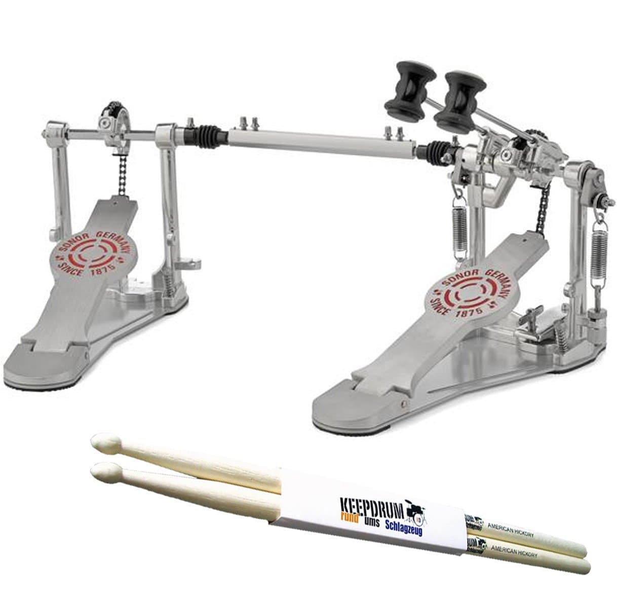 Sonor DP 2000 bass drum double pedal + keepdrum drumsticks 1 pair