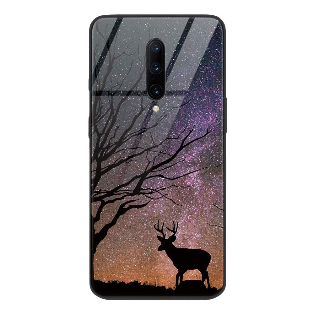 ZhuoFan OnePlus 7 Pro Case, [Anti-Scratch] Shockproof Patterned Tempered Glass Back Cover with Soft TPU Gel Silicone Bumper Phone Cases Skin for One Plus 7Pro Smartphone, Sheep