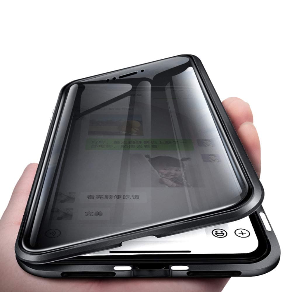 Anti-Peeping iPhone SE 2020, iPhone 8 iPhone 7 360° Full Body Case ,Clear Double Sided Tempered Glass [Magnetic Adsorption] Metal Bumper Protection Privacy Cover Anti-Spy (Gold, iPhone7/8/SE(2020))