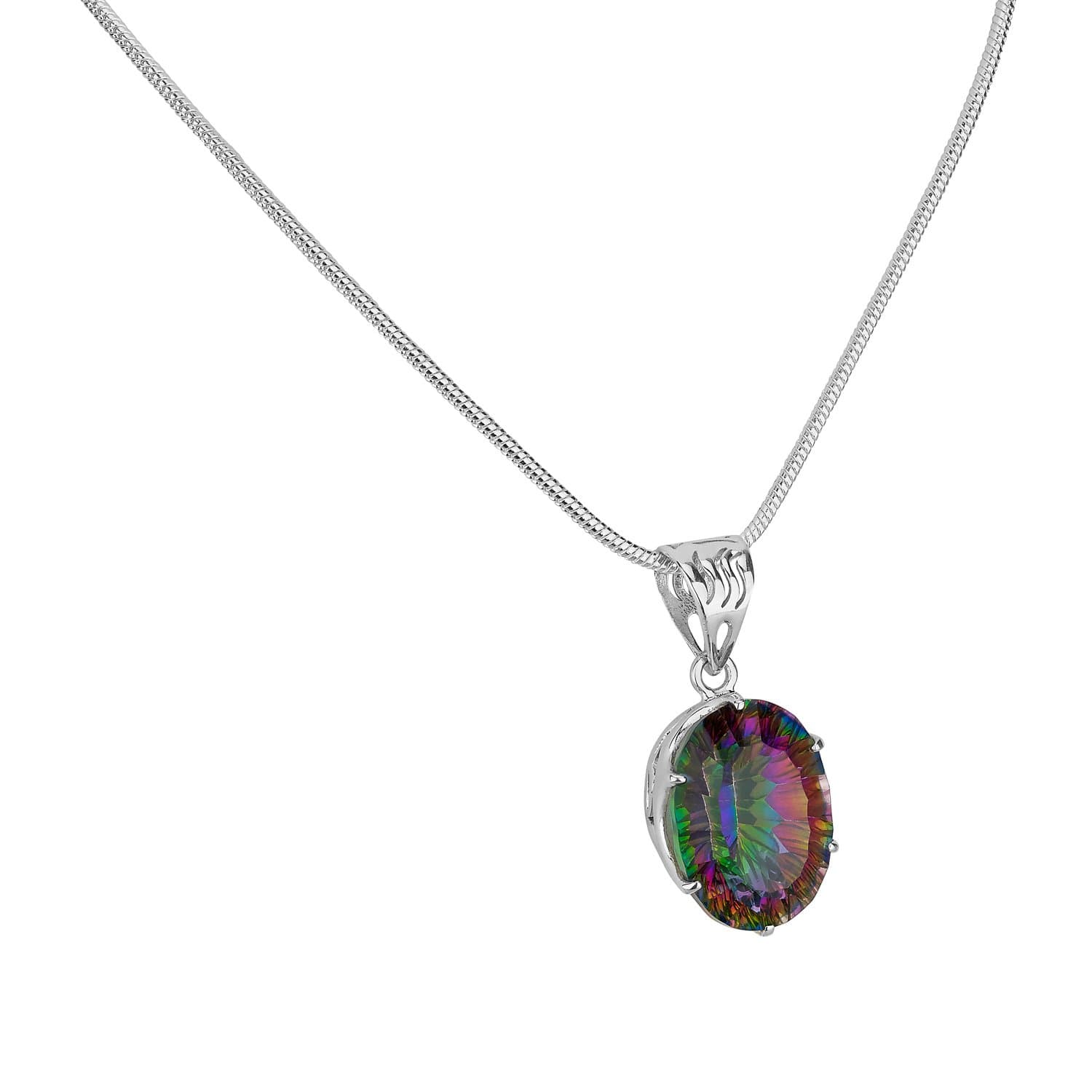 Oval Mystic Topaz Silver Pendant