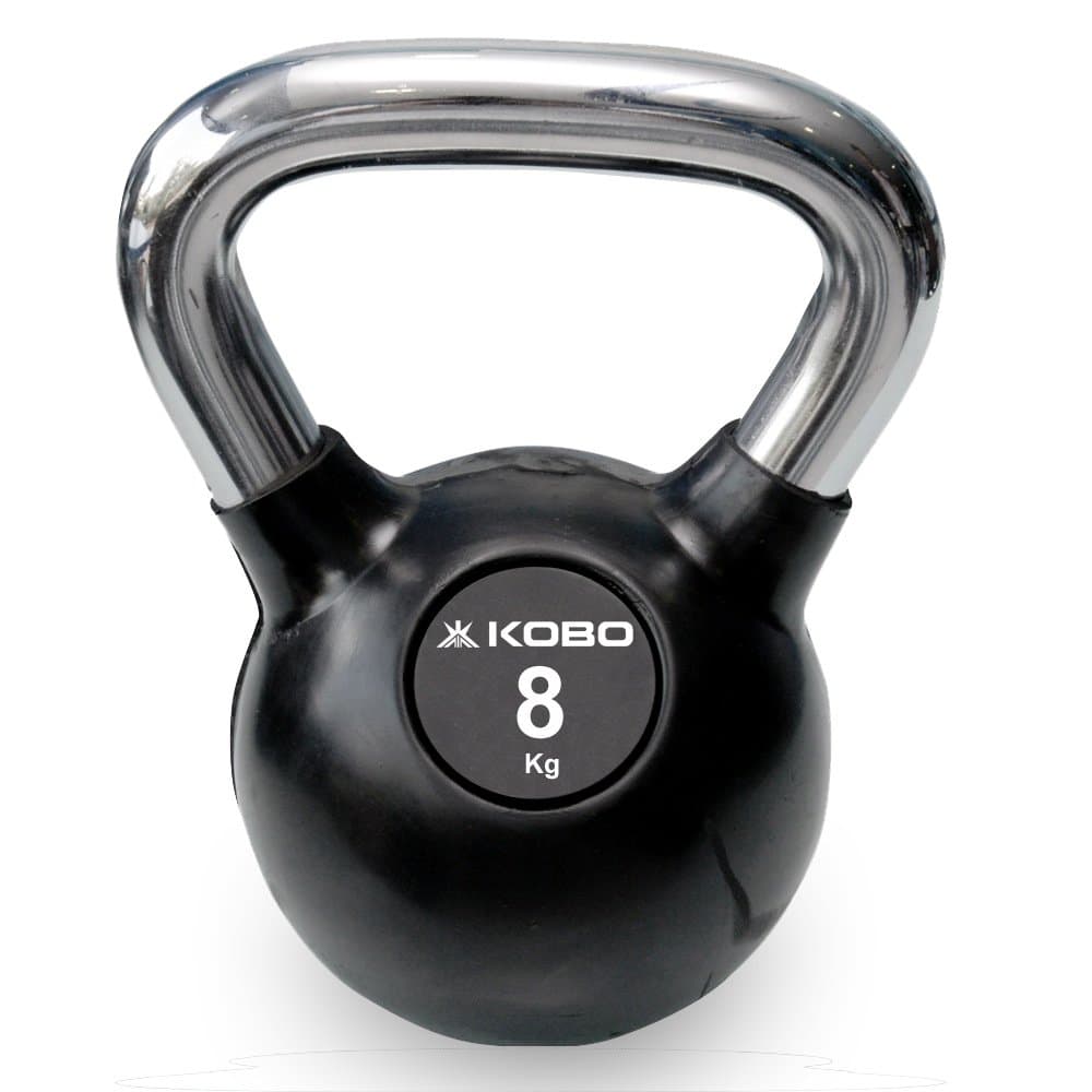 Kettlebell Rubber Coated Cast Iron with Chrome Handle for Strength Training and Conditioning Fitness and Cross-Training